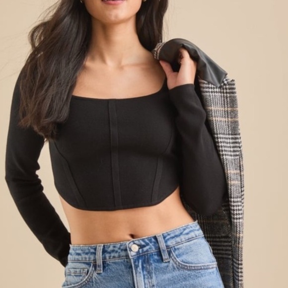 Altar’d State Fitted Cropped Corset Sweater Top Small P2 - Picture 1 of 9
